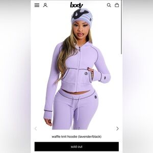 waffle knit hoodie (lavender/black)